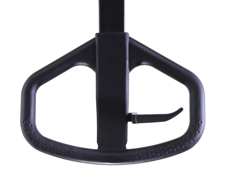 Ergonomischer Deichselgriff für einen Hubwagen mit integriertem Bedienhebel.