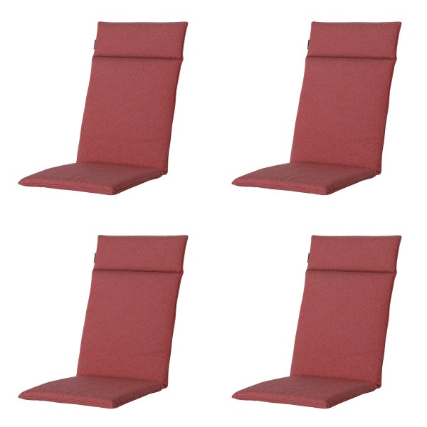 Hochlehnerauflage Manchester rot - Ca. 120x50 cm - 4er-Set