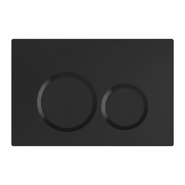 Schwarze Betätigungsplatte für eine WC-Spülung mit zwei Tasten