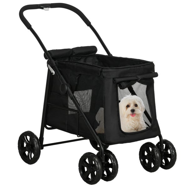 PawHut Hundewagen, 102L x 62B x 105H cm, Oxford-Gewebe, Stahl, Schwarz