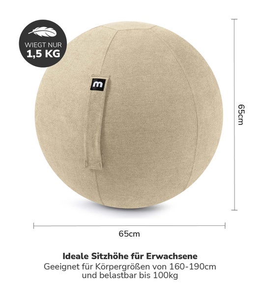 mokebo Stoff Sitzball Büro ergonomisch 'Der Sportliche', Sitzball mit Pumpe, 65cm Breite, ergonomische Bürostuhl Alternative