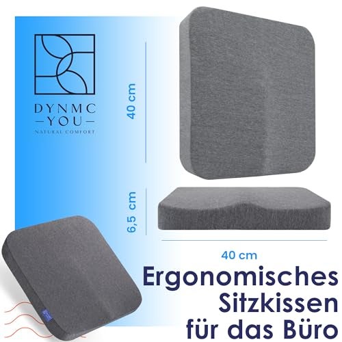 DYNMC you Ergonomisches Sitzkissen Bürostuhl - Mittelhart H3 - Test SEHR GUT - [MIT PHYSIOTHERAPEUTEN ENTWICKELT] - Entlastet Rücken & Erhöht Sitzkomfort