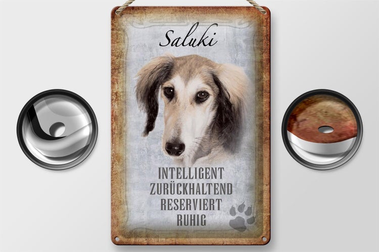 Blechschild Spruch 20x30cm Saluki Hund ruhig Schild
