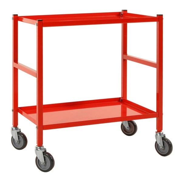 Werkstattwagen mit zwei Ablageflächen und vier Rollen