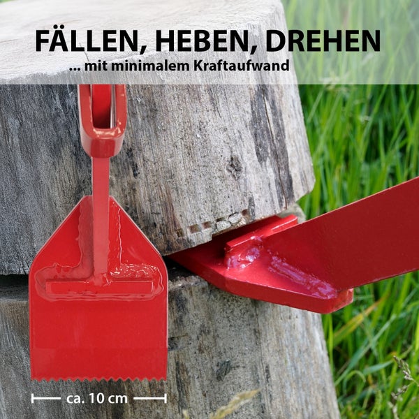 Roter Wendehaken zum Heben und Drehen von Baumstämmen, circa 10 cm breit