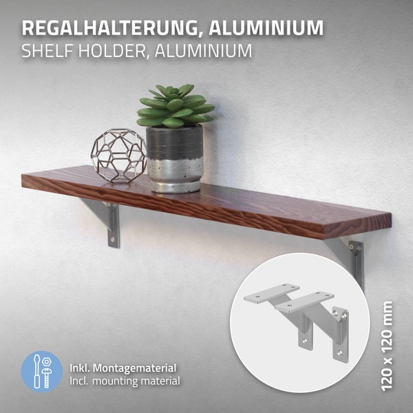 ML-Design 4 Stück Regalhalterung 120x120 mm, Silber, Aluminium, Schwebende Regalhalterungen, Regalwinkel, Wandhalterung für Regalbrett, Regalträger für Wandmontage, Wandregal Wandkonsole Regalstütze