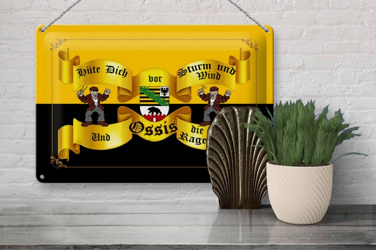 Blechschild Spruch 30x20cm hüte dich vor Sturm Wind Ossis