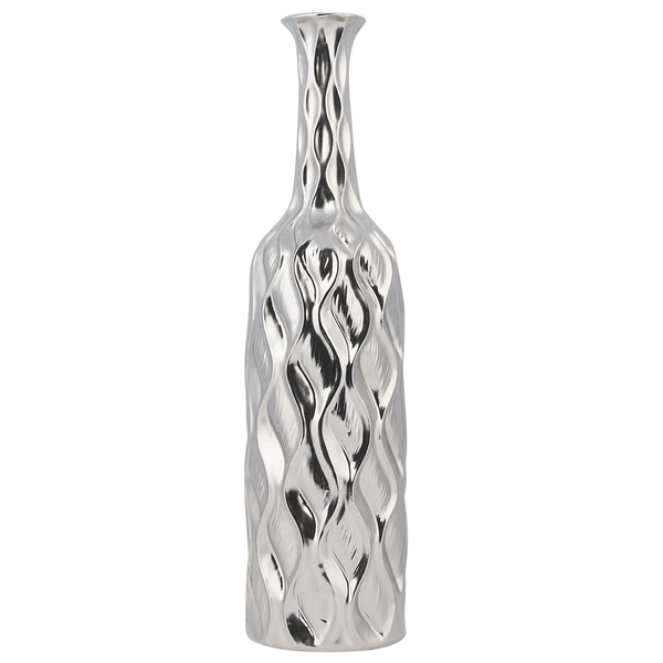 Dekovase BASSANIA Steinzeug 45 cm Silber