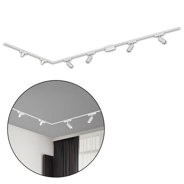 Briloner Luxtrail Schienensystem, Komplettset, 4x LED Spots, 2x LED Tracklight, Schwenkbar, Warmweiß, Weiß, 3m