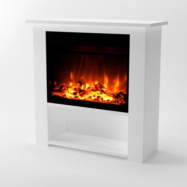 Glow Fire Elektrokamin 'Thebe' | LED Standkamin in weiß mit Heizung (1500 W) | HxBxT: 85x86x30 cm