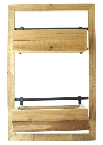 FRANK FLECHTWAREN | Wandpflanzer Industrial, HOLZ, 48 x 73 cm, Pflanzkasten 35 x 13 x 10 cm
