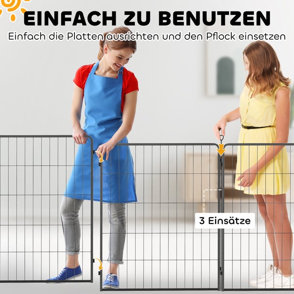 PawHut 2er-Set Erweiterung 2 Hundezaun-Paneele für Freigehege, 80 x 100 cm Welpenzaun aus Stahl, für kleine bis große Hunde Schwarz