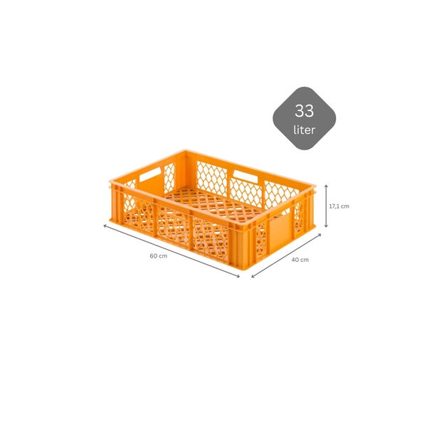 PROREGAL SparSet 10 x Eurobehälter Bäcker- und Konditorenkasten HxBxT 17,1 x 40 x 60 33 Liter Gelb-Orange Brötchenkiste Sstapelbare Bäckerkiste