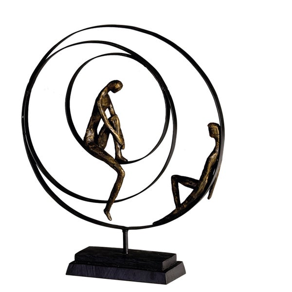 Skulptur GILDE Dekoration Höhe 41cm Breite 34cm bronzefarben, schwarz Kunstharz, Metall