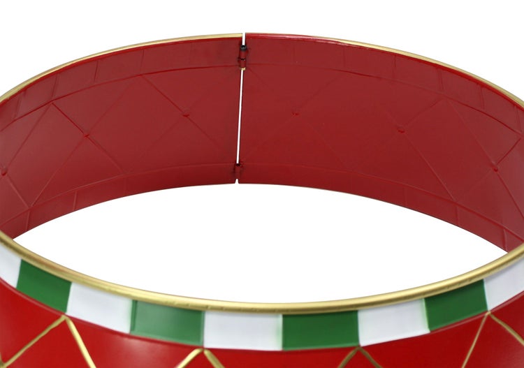 Weihnachtsbaumständer Manschette aus Metall mit Schachbrettmuster in runder Form