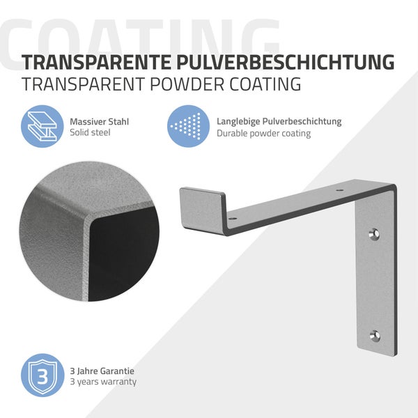 ML-Design 8 Stück Regalhalterung 20x4x14,5 cm, Grau, aus Metall, 8 Zoll Regalhalterungen, Industrielle Regalwinkel, Regalträger für Wandmontage, 90 Grad Wandhalterung, L-Form Wandregal, mit Schrauben