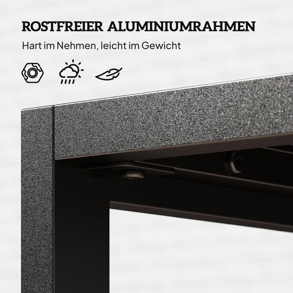 Outsunny Beistelltisch mit Lamellendesign Balkontisch aus Aluminium Kaffeetisch wetterfest Gartentisch pflegeleicht Sofatisch Outdoor Tisch für Balkon Garten Terrasse 90 x 50 x 42 cm Schwarz