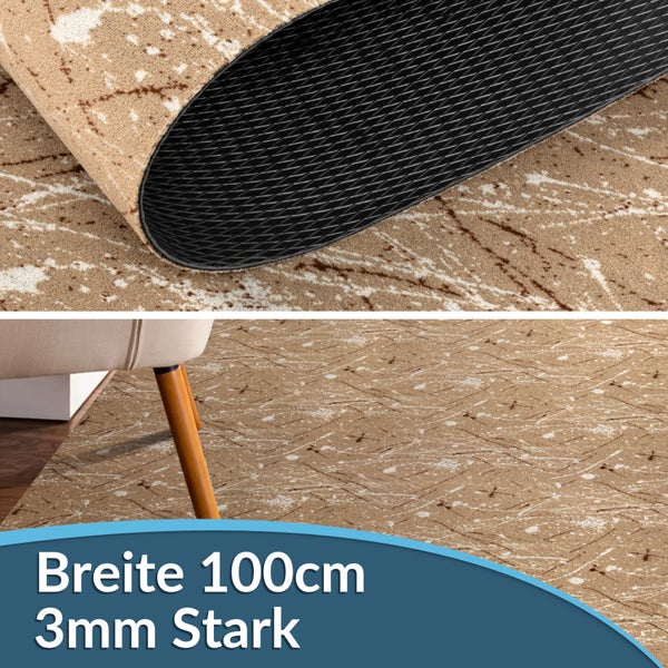 Teppich mit Muster und rutschfester Unterseite, Breite 100 cm, Stärke 3 mm