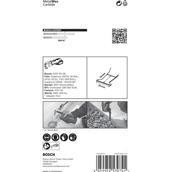 Bosch MetalMax Carbide Sägeblattdetails und Anwendungsszenarien.