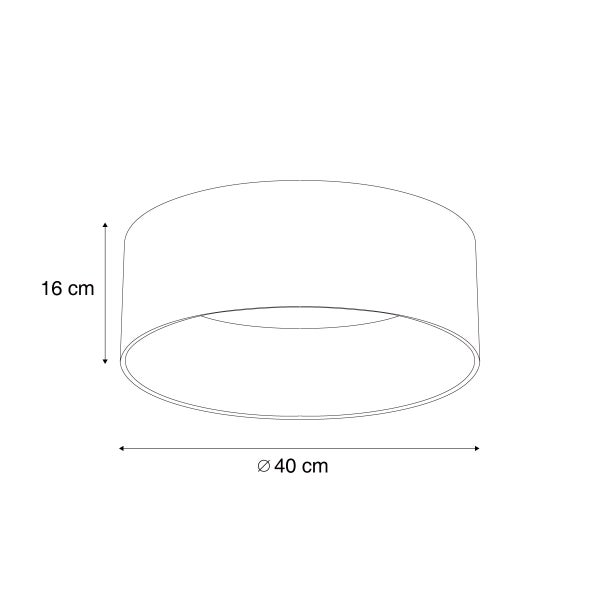 Technische Zeichnung eines Lampenschirms mit einem Durchmesser von 40 Zentimetern und einer Höhe von 16 Zentimetern.