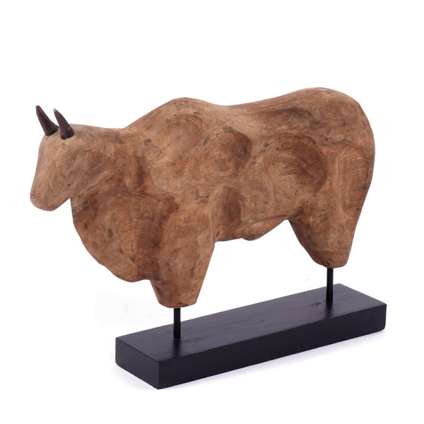 Skulptur Bull Mangoholz natur-schwarz
