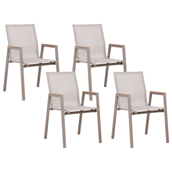 Gartenstuhl 4er Set TIANO Metall Taupe