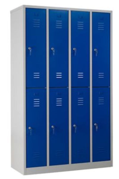 PROREGAL Garderobenspind Camel 8-Fächer HxBxT 195 x 117 x 50 cm Zylinderschloss Grau-Blau