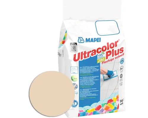Mapei Ultracolor Plus Flexfuge schnell, Mörtelsack mit Farbbeispiel