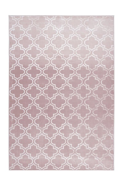 Teppich mit orientalischem Ornament-Muster, Kurzflor, rosa.