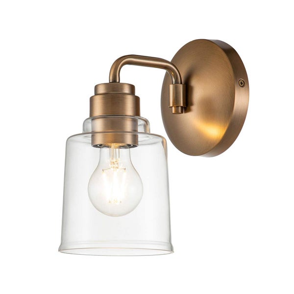 Wandleuchte mit klarem Glasschirm und Metallbefestigung