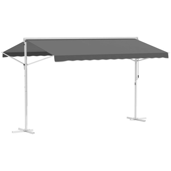 Outsunny Standmarkise, 395cm x 298cm x 255cm, Metall+Polyester, Grau