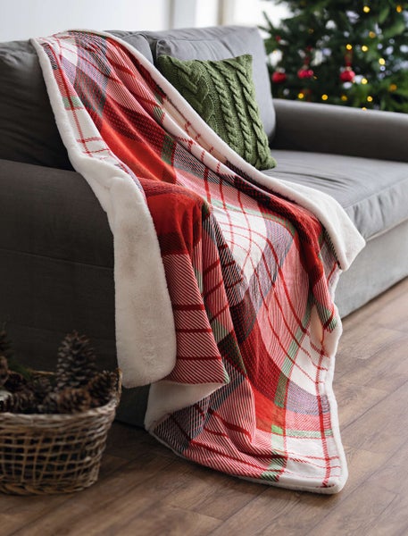 FRANK FLECHTWAREN | Kuscheldecke Weihnachtskaro, 130 x 160 cm, POLYESTER