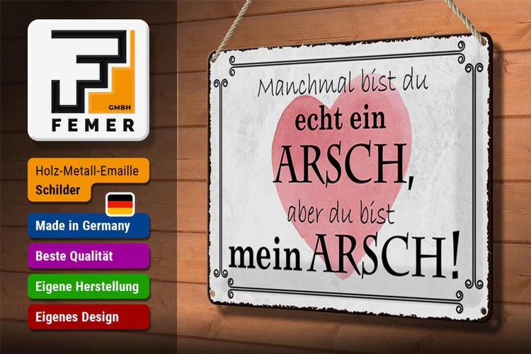 Blechschild Spruch 30x20cm manchmal bist du ein ARSCH aber