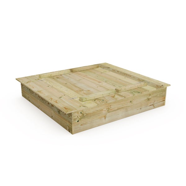 WICKEY Sandkasten Flippey 130x165cm Garten Kinder Sandkiste Spielplatz mit Sitzbank und Klappdeckel