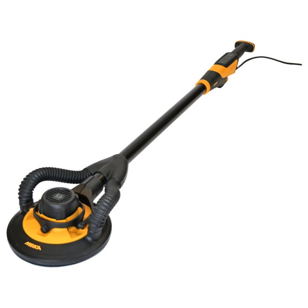 Mirka LEROS Exzenterschleifer, Wand- und Deckenschleifer mit 180° Schleifkopf-Flexibilität (Ø 225 mm) und Tragetasche, Schleifmaschine zum Schleifen von großen Flächen, 4000-8000 U/min