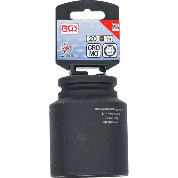 BGS Kraft-Steckschlüssel-Einsatz Sechskant tief Antrieb Innenvierkant 20 mm (3/4) SW 50 mm - 5750