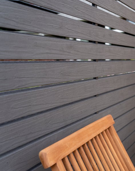 GartenLand Musterstück WPC Zaun Kopenhagen Schiefergrau Holzstruktur 20 cm