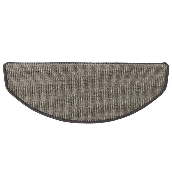 FLOORDIREKT Premium Sisal-Stufenmatte - Umkettelt & Selbstklebend - Halbrund - Grau - 23,5 x 65 cm