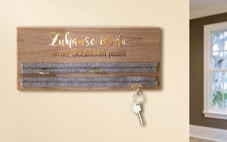 Schlüsselbrett GILDE ZUHAUSE Schlüsselhalter natur-grau Breite 34cm MDF