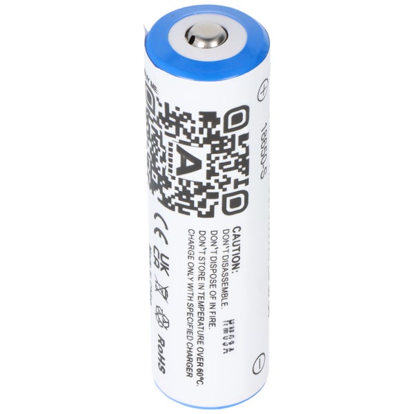 3,2 Volt Solar Akku Lithium 18650 IFR LiFePo4 Akku mit Kopf ungeschützt, 1400-1500mAh, Abmessungen ca. 66,1x18mm