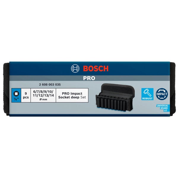 Bosch PRO Impact Socket Set 1/4 tief 9‑tlg. - 2608003035