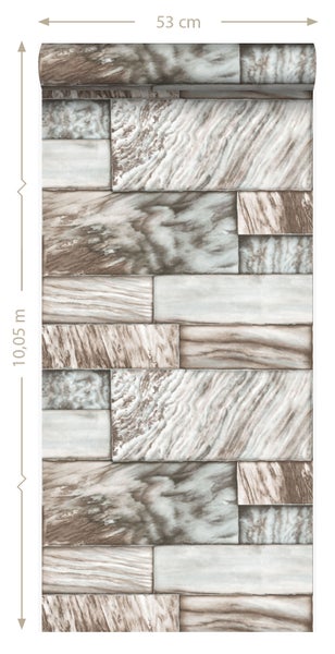 Tapetenrolle mit Steinmuster, 53 cm breit und 10,05 m lang