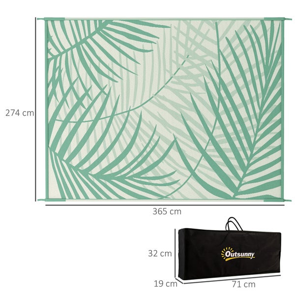 Outsunny Outdoor-Teppich mit Tragetasche, für Camping, Terrasse, 365 x 274 cm, Kunststoff, Grün