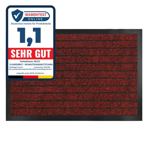 FLOORDIREKT Schmutzfangmatte Dura - Türmatte Für Innen & Außen - Rot - 66 x 185 cm