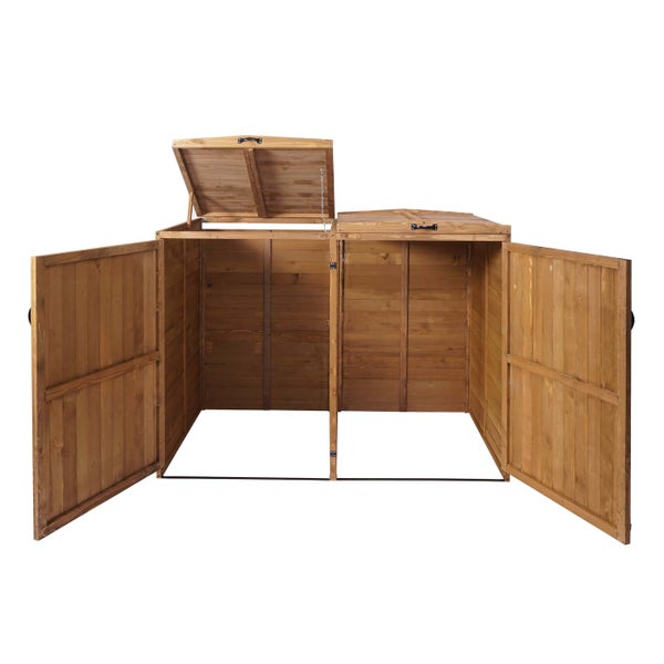 Offener Mülltonnenbox Doppelschrank aus Holz mit Deckel