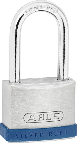 ABUS Vorhängeschloss Silver Rock mit hohem Bügel aus Zinkdruckguss und Nano Protect Beschichtung.