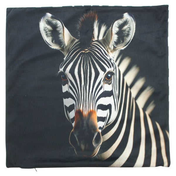Quadratischer Kissenbezug mit fotorealistischem Zebra Motiv