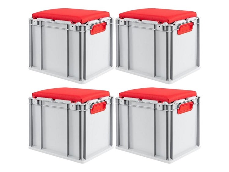 PROREGAL Eurobox NextGen Seat Box Rot HxBxT 36,5 x 30 x 40 cm 30 Liter Griffe Geschlossen Eurobehälter Sitzbox Transportbox