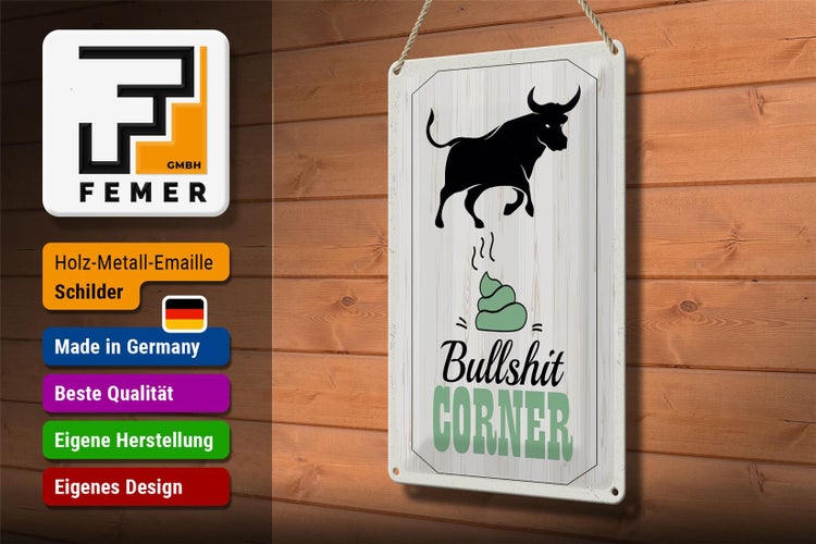 Blechschild Spruch Bullshit Corner Stier 20x30cm Wanddeko