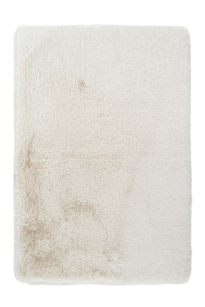 Hochflor Teppich Kassian Weiß Uni 65 x 100 cm